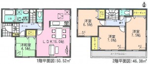 アイディ名古屋武豊町口田全４棟2号棟間取り