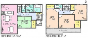 アイディ名古屋武豊町口田全４棟3号棟間取り