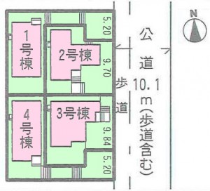 はじめ刈谷半田市大伝根全4棟配置