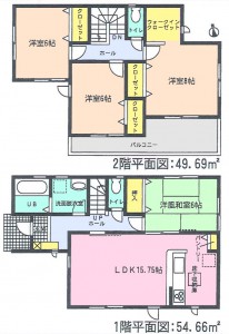 はじめ半田亀崎高根町全2棟1号棟間取り