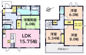 半田市大和町全2棟1号棟間取り